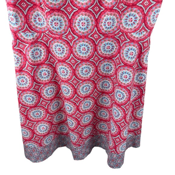 Talbots Coral Turquoise Mixed Geo Print Fit And Flare Midi Dress sz 16 Petite - Picture 6 of 9